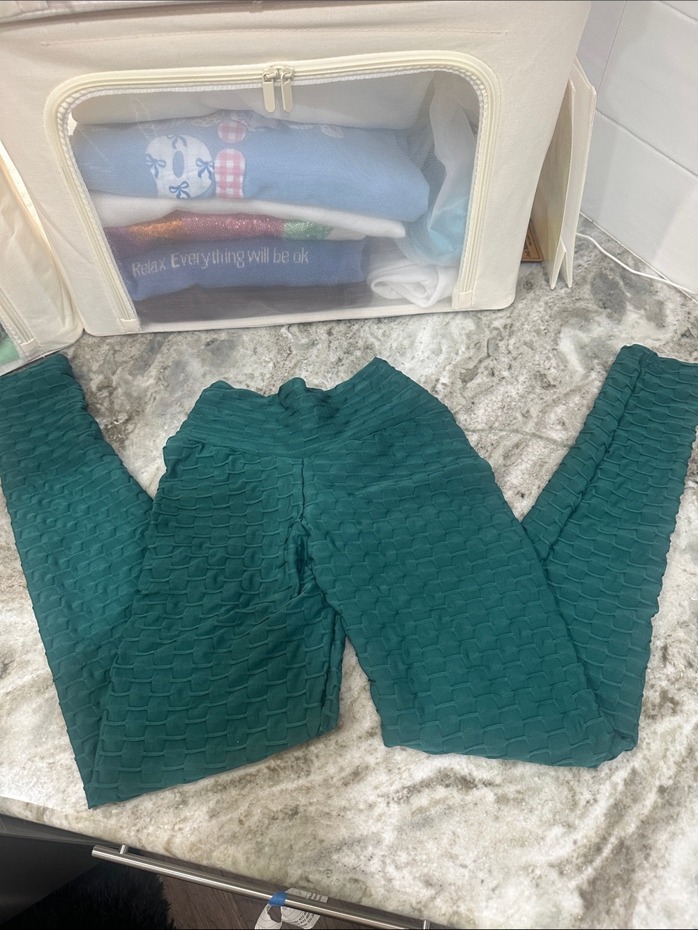 Brazil Womens Textured High-Waist Leggings in green size medium